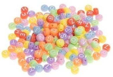 Brewis, koraliki akrylowe, alfabet, 4-7 mm, 20g