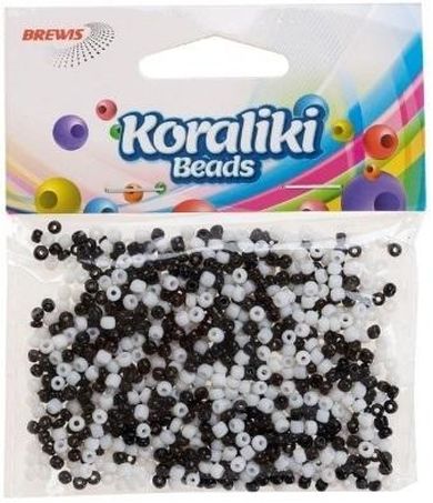 Brewis, koraliki akrylowe, białe czarne, 35 mm