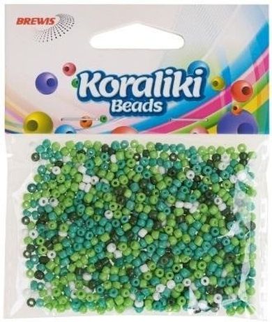 Brewis, koraliki akrylowe, biało-zielone, 35 mm