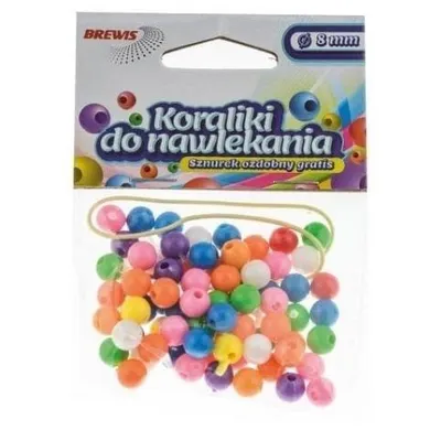 Brewis, koraliki do nawlekania + sznurek, multikolor, 8 mm, 16g