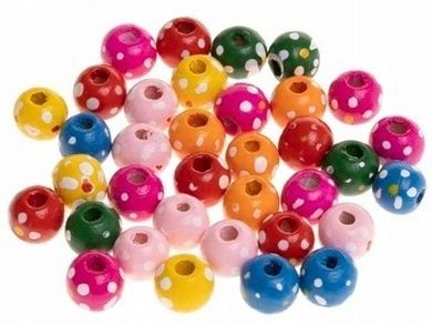 Brewis, koraliki drewniane, kropki, 10 mm, 35 szt.