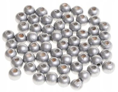Brewis, koraliki drewniane, srebrne, 10 mm, 60 szt.