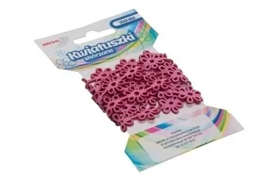 Brewis, łańcuszek, kwiatuszki skórzane, różowy, 1 m