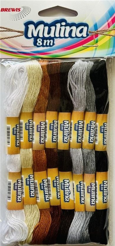 Brewis, mulina, biały/beże/brązy/czarne, 8m