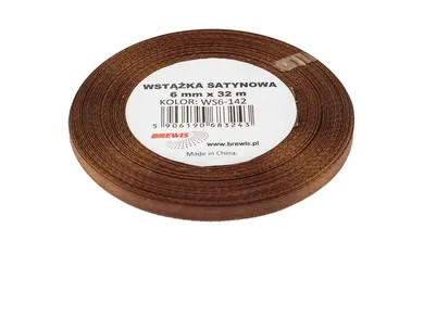 Brewis, wstążka satynowa, brązowa, 6mmx32m