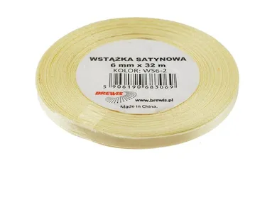 Brewis, wstążka satynowa, ecru, 6mmx32m