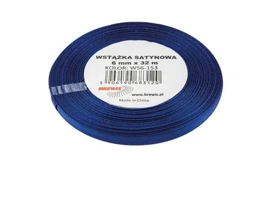 Brewis, wstążka satynowa, granatowa, 6mmx32m