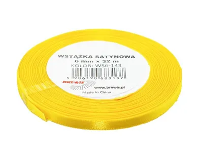 Brewis, wstążka satynowa, jasna żółta, 6mmx32m