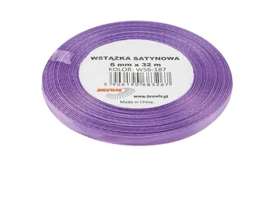 Brewis, wstążka satynowa, lawendowy, 6mmx32m