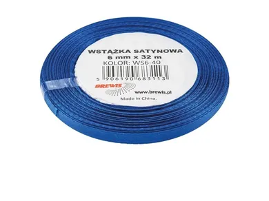 Brewis, wstążka satynowa, niebieska, 6mmx32m