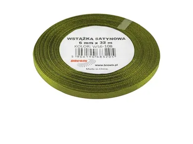Brewis, wstążka satynowa, oliwkowa, 6mmx32m