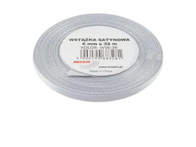 Brewis, wstążka satynowa, platynowa, 6mmx32m