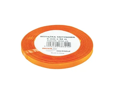 Brewis, wstążka satynowa, pomarańczowa, 6mmx32m