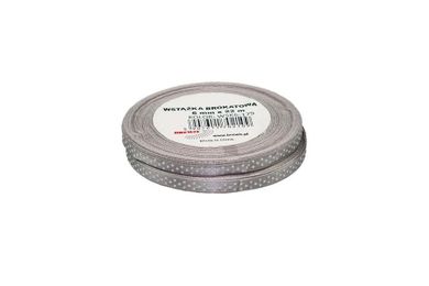 Brewis, wstążka satynowa, w kropki, srebrna, 6mmx22m, 2 szt.