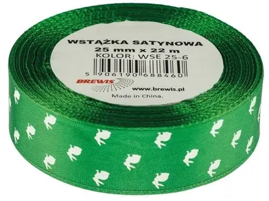 Brewis, wstążka satynowa wielkanocna, zielona, 25mmx22m