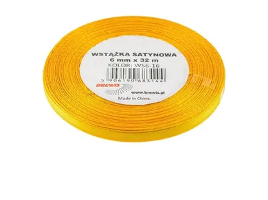 Brewis, wstążka satynowa, żółta, 6mmx32m