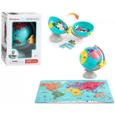 Brimarex, Mapa świata w globusie, puzzle drewniane, 64 elementy