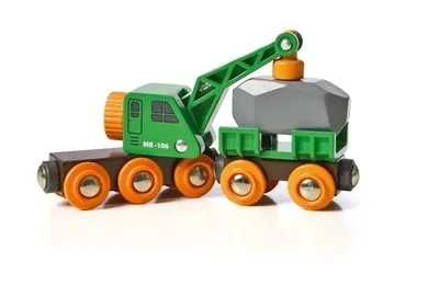 Brio World, Kolejowy wagon dźwigowy, zabawka drewniana