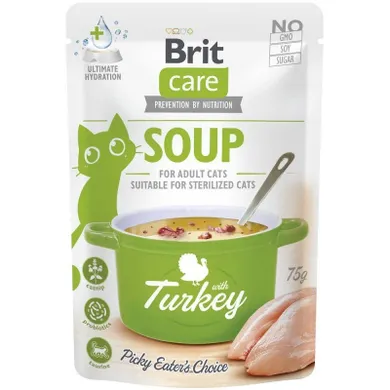Brit, Care Soup, kaczka z indykiem, karma mokra dla kotów, 75g