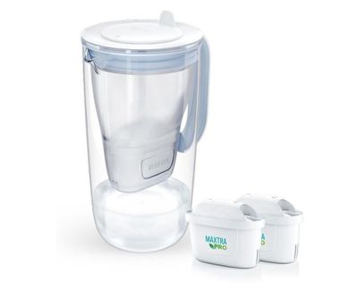 Brita, Glass, dzbanek filtrujący, 2 wkłady MaxtraPro PP, niebieski, 2,5l
