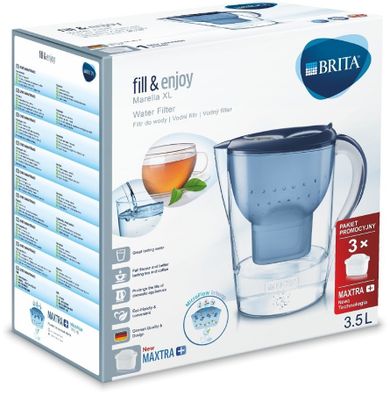 Brita, Marella XL, MX Plus, dzbanek filtrujący + 3 wkłady, niebieski