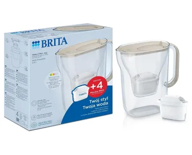 Brita, Style Essential, dzbanek filtrujący, 4 wkłady MaxtraPro PP, piaskowy, 2,4l