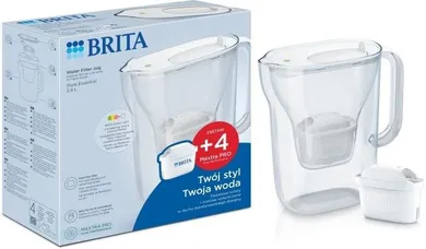 Brita, Style Essential, dzbanek filtrujący, biały + Maxtra Pro Pure Performance, wkład, 4 szt.