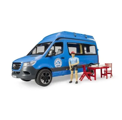 Bruder, Mercedes Sprinter Camper, model pojazdu z figurką, niebieski