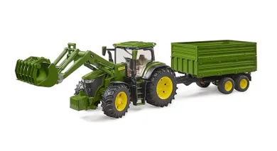 Bruder, Traktor John Deere 7R 350 z ładowaczem i przyczepą, 1:16