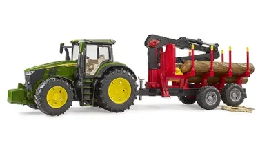 Bruder, Traktor John Deere 7R 350 z przyczepą leśną, 1:16