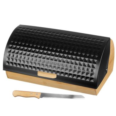 Brunbeste, chlebak bambusowy z nożem do pieczywa, czarny, 2773