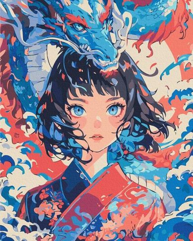 Brushme, malowanie po numerach, dziewczyna, która stała się smokiem, 40-50 cm