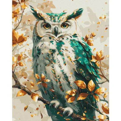 Brushme, malowanie po numerach, szmaragdowa sowa, 40-50 cm
