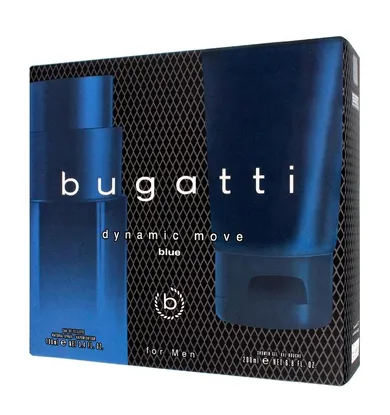 Bugatti, Dynamic Move, Black For Men, zestaw prezentowy: woda toaletowa, 100 ml + żel pod prysznic, 200 ml