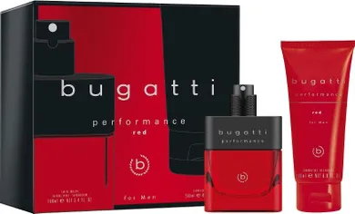 Bugatti, Performance Red For Men, zestaw prezentowy: woda toaletowa, 100 ml + żel pod prysznic, 200 ml