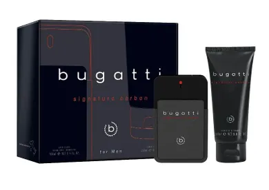 Bugatti, zestaw prezentowy męski, Signature Carbon: woda toaletowa, 100 ml + żel pod prysznic, 200 ml