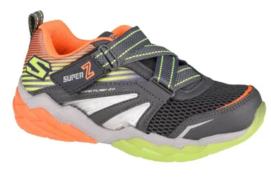 Buty sportowe chłopięce, szaro-pomarańczowe, świecąca podeszwa, Skechers Rapid Flash 2.0-Soluxe