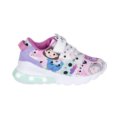 Buty sportowe dziewczęce, białe, świecąca podeszwa, Koci Domek Gabi, Cerda