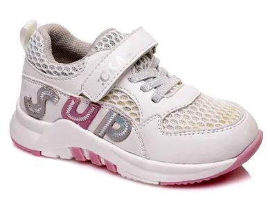 Buty sportowe dziewczęce, biało-różowe, Weestep
