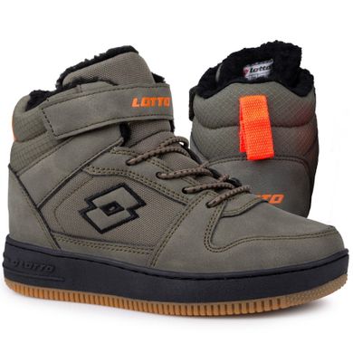 Buty zimowe dziecięce, ocieplane, khaki, Lotto