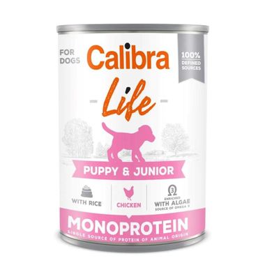 Calibra, Life, Puppy-Junior, kurczak z ryżem, mokra karma dla psów, 400g