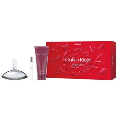 Calvin Klein, Euphoria zestaw, woda perfumowa, spray, 100 ml + balsam do ciała, 200 ml + woda perfumowana, spray, 10 ml