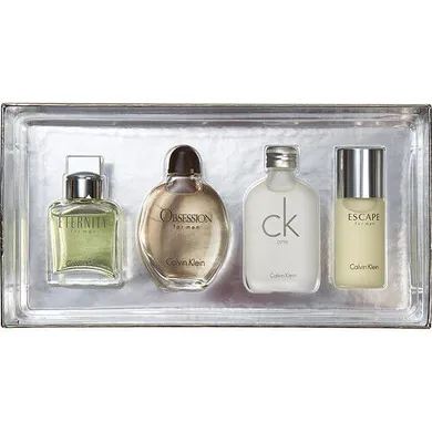 Calvin Klein, Men Mini, zestaw: Eternity, woda toaletowa, 15 ml + Obsession, woda toaletowa, 15 ml + CK One, woda toaletowa, 15 ml + Escape, woda toaletowa, 15 ml