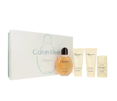 Calvin Klein, Obsession, zestaw: woda toaletowa, 125 ml + dezodorant w sztyfcie, 75g + balsam po goleniu, 100 ml + żel do ciała, 100 ml