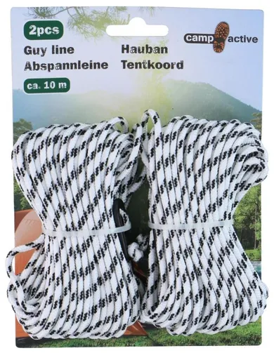 Camp Active, linka turystyczna, naciąg do namiotów, 10m, czarno biała, 2 szt.