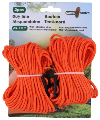 Camp Active, linka turystyczna, naciąg do namiotów, 10m, pomarańczowa, 2 szt.
