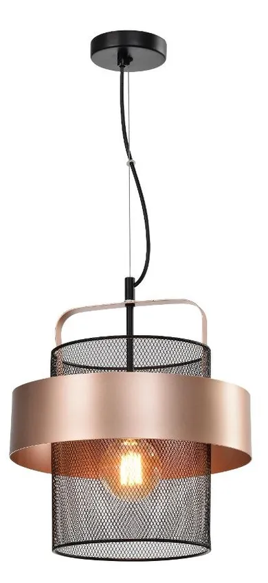 Candellux Lighting, Fiba, czarny, 1-40W, E27, klosz miedziano-czarny, lampa wisząca