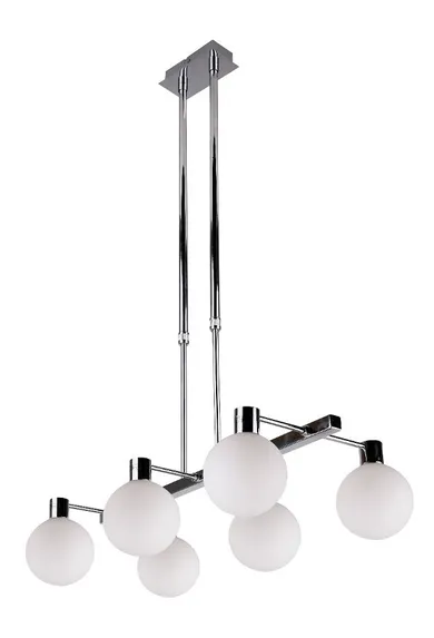 Candellux Lighting, Maldus, chromowy, 6-40W G9, klosz biały, lampa wisząca