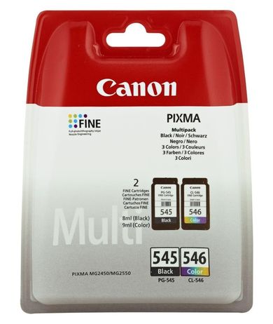Canon, zestaw tuszy do drukarki 8287B005, orygInał PG545, CL546 PG-545, CL-546, 1-8 ml, 1-9 ml, czarny, kolor