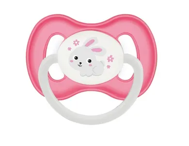 Canpol babies, Bunny&Company, smoczek uspokajający, silikonowe, symetryczny, 18m+, różowy
